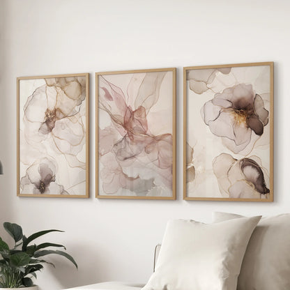 Neutral Abstract Watercolor 3 Piece Wall Art