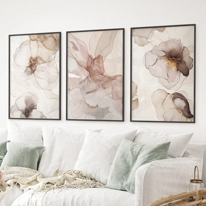 Neutral Abstract Watercolor 3 Piece Wall Art