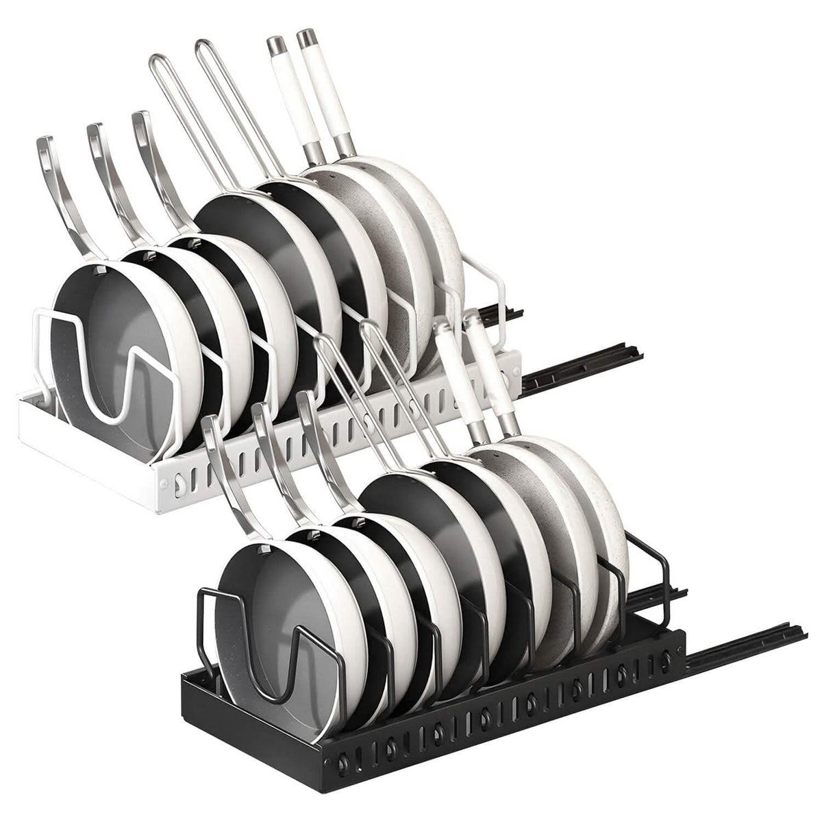 Pull Out Pots and Pans Organizer with 8 Adjustable Dividers