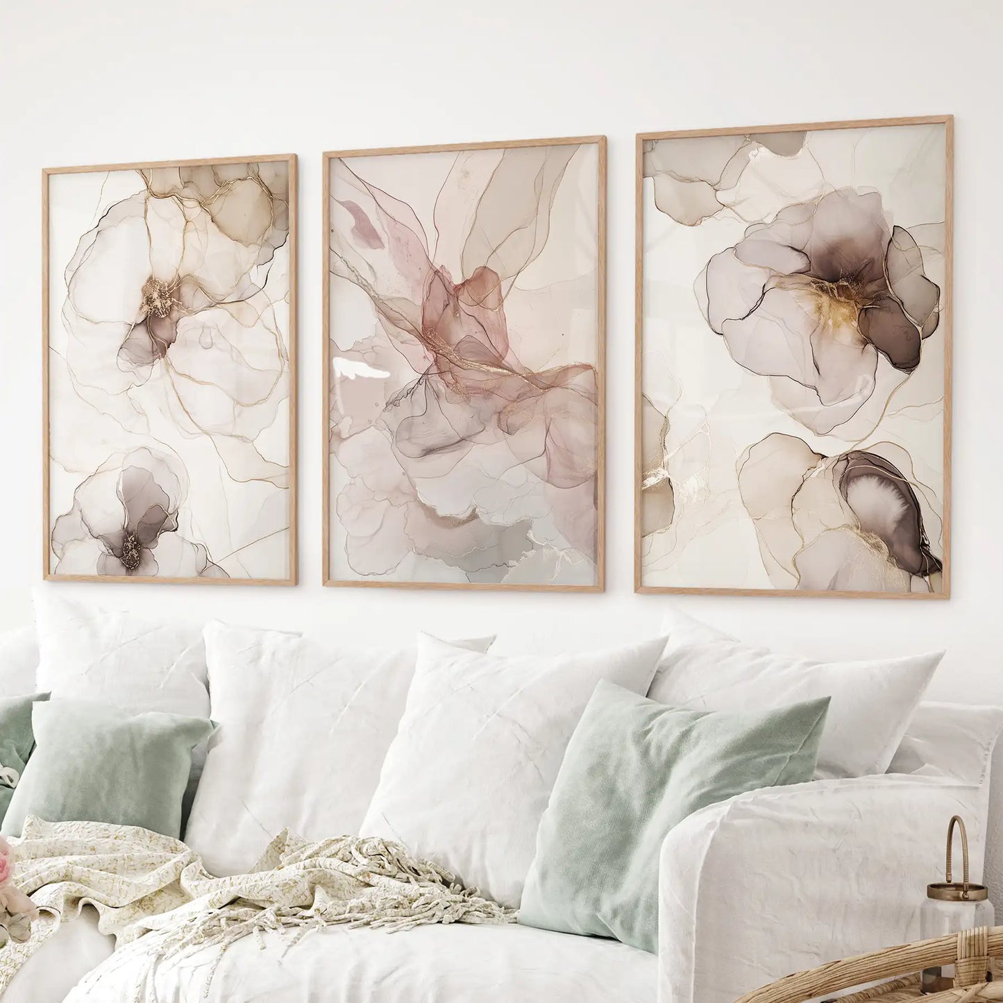 Neutral Abstract Watercolor 3 Piece Wall Art